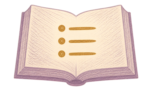 Colored-pencil illustration of a summary list on an open Bible